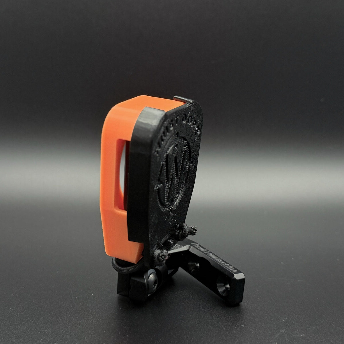 Cover fitted over a watch mount on a Hawk Hill holder, three-quarter view