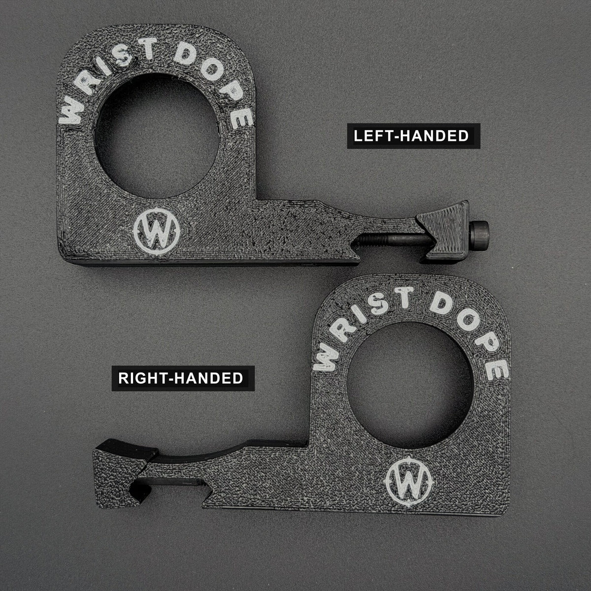 Left-handed and right-handed Pic Rail Watch Mounts, labelled, lettering side