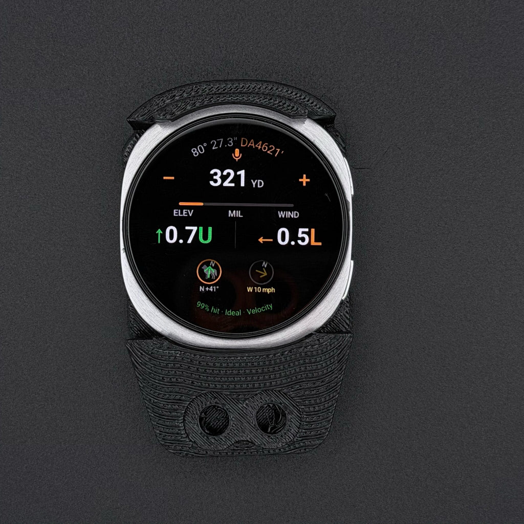 Black Data Holder Watch Mount holding a Samsung Galaxy Watch 8 40 mm, front